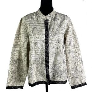 Chico's Black and Cream Artistic Jacket
